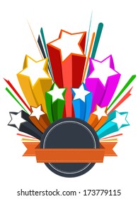 abstract background colorful with stars, vector illustration