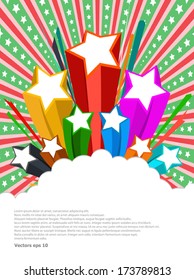 abstract background colorful with stars, vector illustration