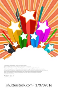 abstract background colorful with stars, vector illustration