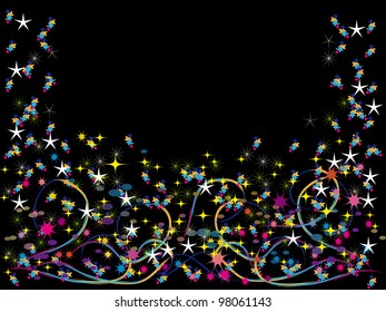 abstract background with colorful stars. Vector frame illustration