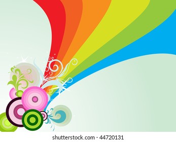 abstract background with colorful stripes, circle and floral