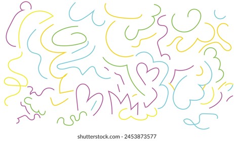 Abstract background colorful tangled line pattern. Colorful line doodle seamless pattern vector background. Design element. Creative minimalist style art background collection trendy design shape.