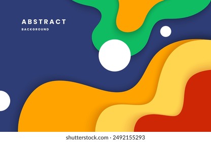 Abstract background colorful template banner and geometric. Design with liquid shape with blue, orange, yellow, red and green color. modern shapes. Fluid Shapes Composition. Illustration vector 10 eps