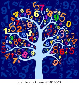 Abstract background with colorful tree numbers. Vector Illustration