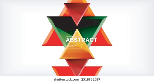 Abstract background - colorful triangles with 3d effect. Vector Illustration For Wallpaper, Banner, Background, Card, Book Illustration, landing page