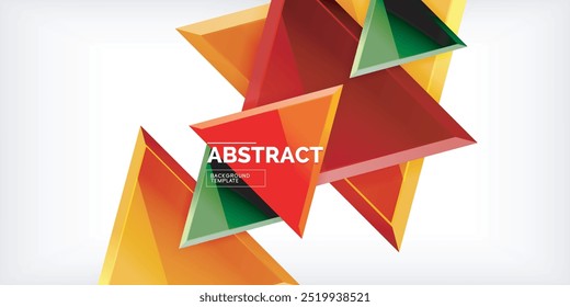 Abstract background - colorful triangles with 3d effect. Vector Illustration For Wallpaper, Banner, Background, Card, Book Illustration, landing page