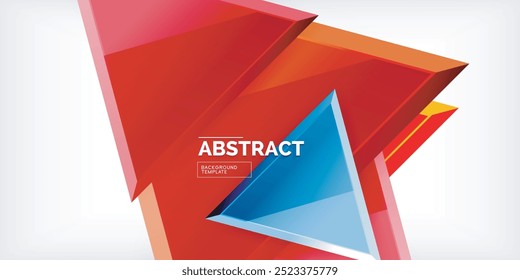 Abstract background - colorful triangles with 3d effect. Vector Illustration For Wallpaper, Banner, Background, Card, Book Illustration, landing page