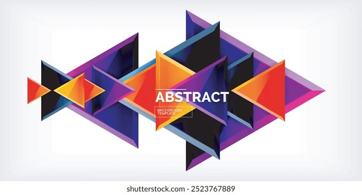 Abstract background - colorful triangles with 3d effect. Vector Illustration For Wallpaper, Banner, Background, Card, Book Illustration, landing page