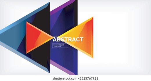 Fondo Abstractas - triángulos coloridos con efecto 3D. Ilustración vectorial para el Fondo de pantalla, Anuncio, fondo, tarjeta, ilustración del libro, landing page