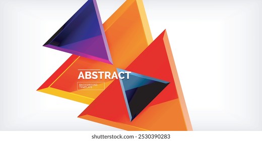 Abstract background - colorful triangles with 3d effect. Vector Illustration For Wallpaper, Banner, Background, Card, Book Illustration, landing page