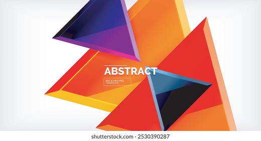 Abstract background - colorful triangles with 3d effect. Vector Illustration For Wallpaper, Banner, Background, Card, Book Illustration, landing page