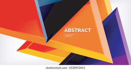 Abstract background - colorful triangles with 3d effect. Vector Illustration For Wallpaper, Banner, Background, Card, Book Illustration, landing page