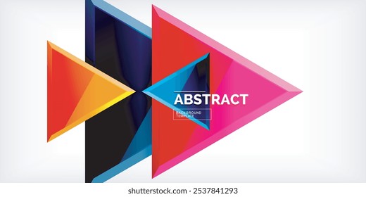Abstract background - colorful triangles with 3d effect. Vector Illustration For Wallpaper, Banner, Background, Card, Book Illustration, landing page