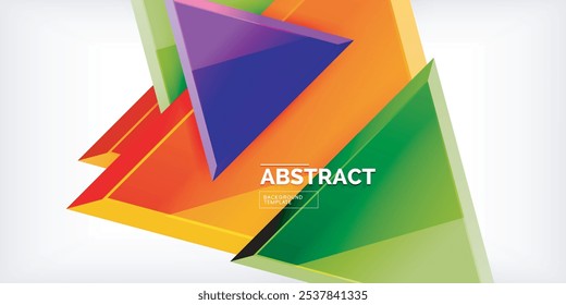 Fondo Abstractas - triángulos coloridos con efecto 3D. Ilustración vectorial para el Fondo de pantalla, Anuncio, fondo, tarjeta, ilustración del libro, landing page