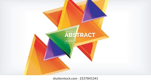 Abstract background - colorful triangles with 3d effect. Vector Illustration For Wallpaper, Banner, Background, Card, Book Illustration, landing page