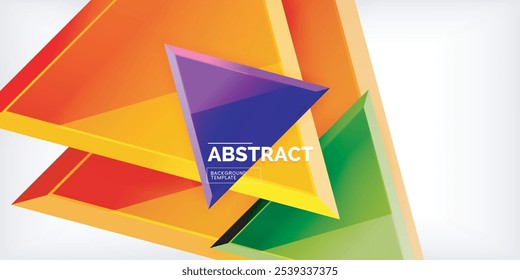Abstract background - colorful triangles with 3d effect. Vector Illustration For Wallpaper, Banner, Background, Card, Book Illustration, landing page