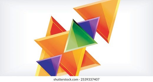 Abstract background - colorful triangles with 3d effect. Vector Illustration For Wallpaper, Banner, Background, Card, Book Illustration, landing page