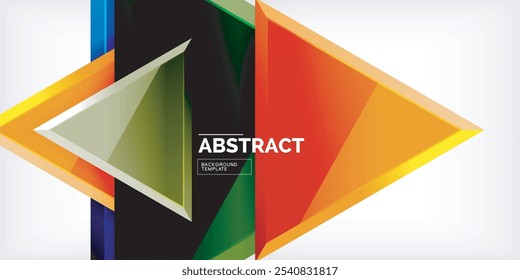 Abstract background - colorful triangles with 3d effect. Vector Illustration For Wallpaper, Banner, Background, Card, Book Illustration, landing page