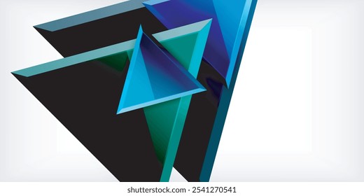 Fondo Abstractas - triángulos coloridos con efecto 3D. Ilustración vectorial para el Fondo de pantalla, Anuncio, fondo, tarjeta, ilustración del libro, landing page