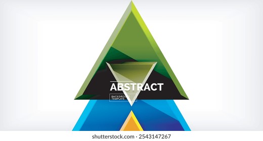 Abstract background - colorful triangles with 3d effect. Vector Illustration For Wallpaper, Banner, Background, Card, Book Illustration, landing page