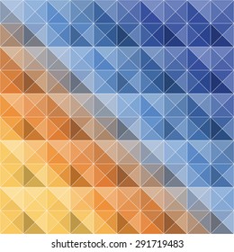 Abstract background of colorful triangles. Geometric mosaic in sunrise colors. Vector Illustration.