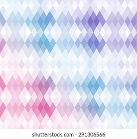 Abstract background of colorful triangles in lavender colors. Geometric mosaic with flow of colors from warm to cold tone. Vector Illustration.