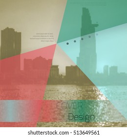 Abstract background with colorful triangles and space for text over stylish blurred image. Texture for covers, banners, booklets, etc. Background texxture for web or printed media.