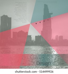 Abstract background with colorful triangles and space for text over stylish blurred image. Texture for covers, banners, booklets, etc. Background texxture for web or printed media.