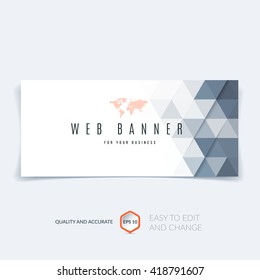 Abstract background with colorful triangular shapes and blue triangles for business design layout and website template header. Vector illustration.