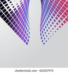 Abstract background. Colorful vector illustration with twisted squares.  Flyer, brochure, annual report or website design.  Purple and pink color.