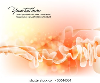 Abstract Background, Colorful Vector Waves, Smoke and Transparent Spheres