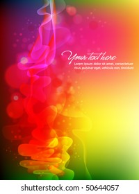 Abstract Background, Colorful Vector Waves, Smoke and Transparent Spheres