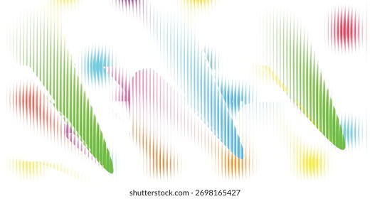 Abstrakter Hintergrund mit bunten vertikalen Linien und Formen auf weißer Leinwand