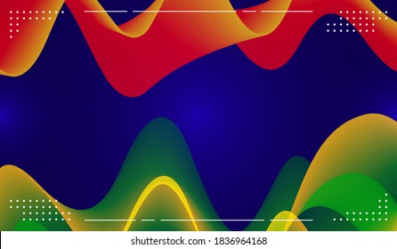 Fondo abstracto con líneas de onda coloridas. El fondo de la ola de sonido es colorido sobre el azul oscuro. Ilustración del vector 