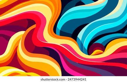 Abstract background with colorful waves. Abstract multicolored waves. Wavy banners. Colorful geometric shape. 