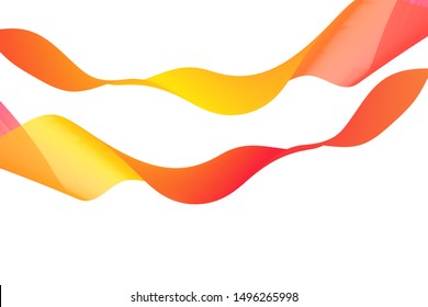 Abstract background with colorful waves on white background, vector illustration. 3d rendering of a pink and yellow transparent computer generated cloth.