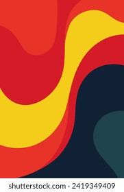 Abstract background with colorful waves in retro style. Vintage bauhaus or scandinavian color swirls