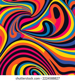 Abstract background with colorful waves.Trendy vector illustration in style retro 60s, 70s. Abstract set square backgrounds with colorful waves. 