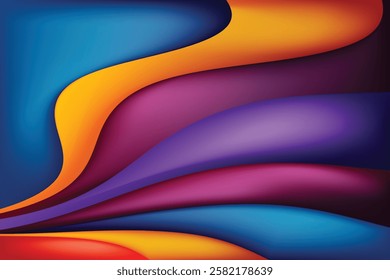 Abstract background with colorful wavy geometry