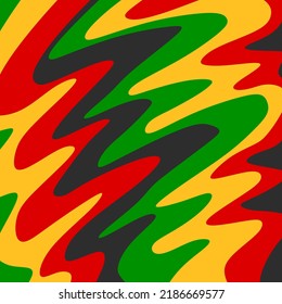 Abstract background with colorful wavy line pattern and with Jamaican color theme