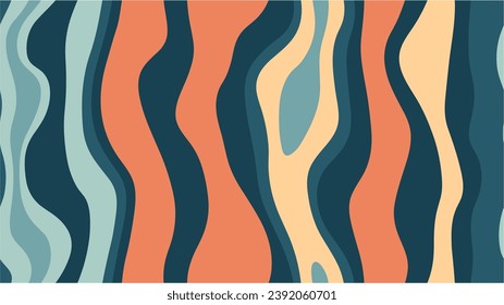 Abstract background with colorful wavy line pattern. 70s Background. Vector pattern in retro psychedelic style. Eps 10. Background vector, background pattern, texture, surface. Seamless.