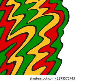 Abstract background with colorful wavy lines pattern and with Jamaican color theme