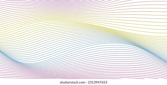 Abstract background with colorful wavy lines. Pink, yellow and blue color line on white background. design for banner, brochure, presentation, poster, website. vector illustration