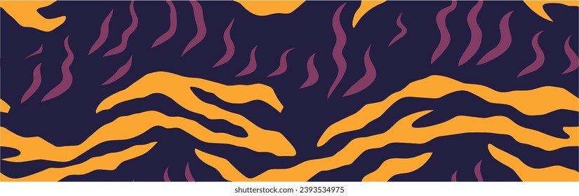 Abstract background with colorful wavy lines pattern. Trendy vector illustration in style retro 60s, 70s. Seamless.