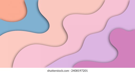 Abstract background of colorful wavy lines. 3d composition of cut paper. A creative idea for interior decorations, prints and template design