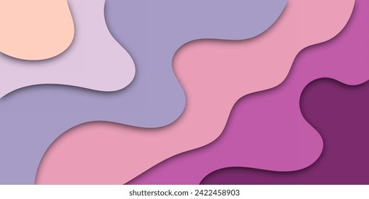 Abstract background of colorful wavy lines. 3d composition of cut paper. A creative idea for interior decorations, prints and template design