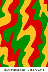 Abstract background with colorful wavy lines pattern and with Jamaican color theme