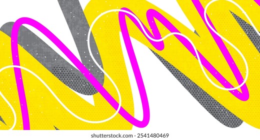 Fondo Abstractas con líneas gruesas onduladas coloridas y efecto de textura en estilo de arte Pop