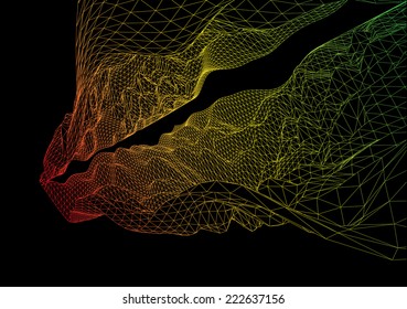 abstract background with colorful wireframe