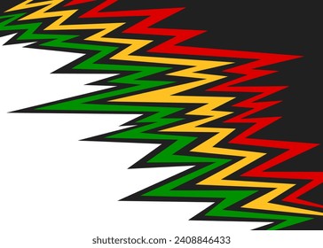 Abstract background with colorful zigzag line pattern and with Rastafari color theme